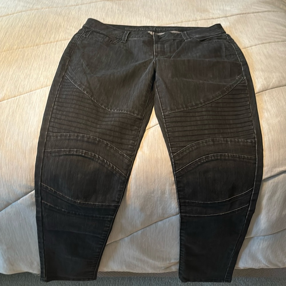 Vera Wang Black Moto Skinny Jeans